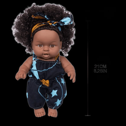 African Black Baby Toy with Curly Hair Christmas Simualtion Cartoon for Doll view