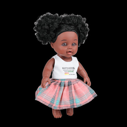 10inch mini lovely black doll afrcia PVC black baby doll for kids view