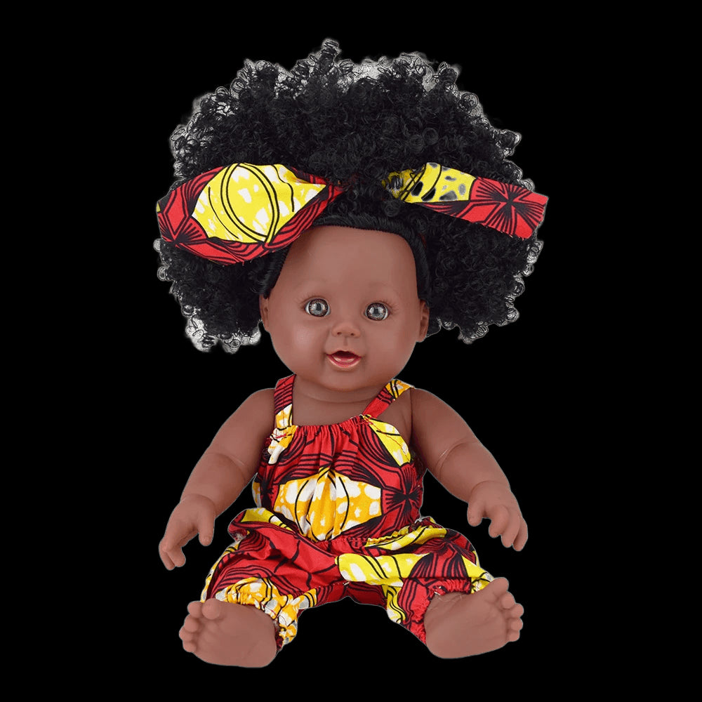 12 inch lifelike vinyl vinyl newborn baby African black cute baby dolls with curly hair view