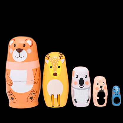 Animal Matryoshka Dolls Wooden Russian Montessori Nesting Dolls DIY Cute Matryoshka Toys Brithday Gift for Kids view