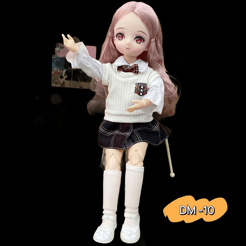 BJD Doll and Clothes 23 Multiple Removable Joints Full Set 30cm 1/6 3D Eyes Anime Doll Girl Dress Up Birthday Gift DIY Toys view