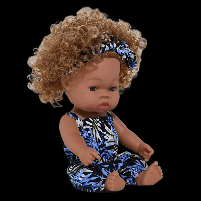 35cm Newborn Reborn African Doll Baby Simulation Soft Vinyl Children Lifelike Toys Christmas Birthday Toys Dolls for Babies view