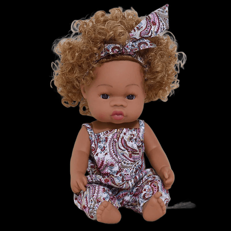 35cm Newborn Reborn African Doll Baby Simulation Soft Vinyl Children Lifelike Toys Christmas Birthday Toys Dolls for Babies view