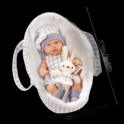 15Inch Full Body Vinyl Baby Doll Realistic Bebe Reborn Doll with Sleeping basket kids Soothing Newborn Doll For Girls favor Gift view