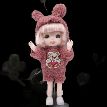 Cute Face 1/12 16cm Bjd Mini Doll Short Boy Hair Sleeping Pig Naked Body Dress Up Fashion Dolls for Girls Gift DIY Toys view