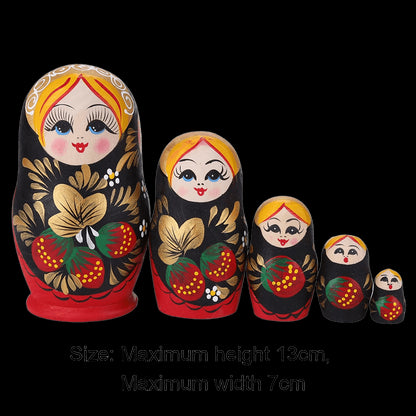 5/10 Layers Casual Russian Dolls Handmade Painted Wooden Matryoshka Babushka Dolls Cartoon Girl Handicraft Decor view