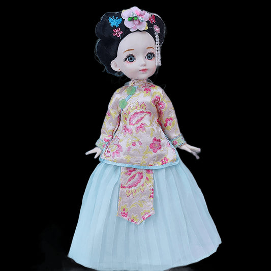 Bjd 1/6 Bjd Doll Blue Eyes Cothes Ancient Chinese Clothing Accessories Dress Smile Princess Girl Body Set Home Furnishings Gift view