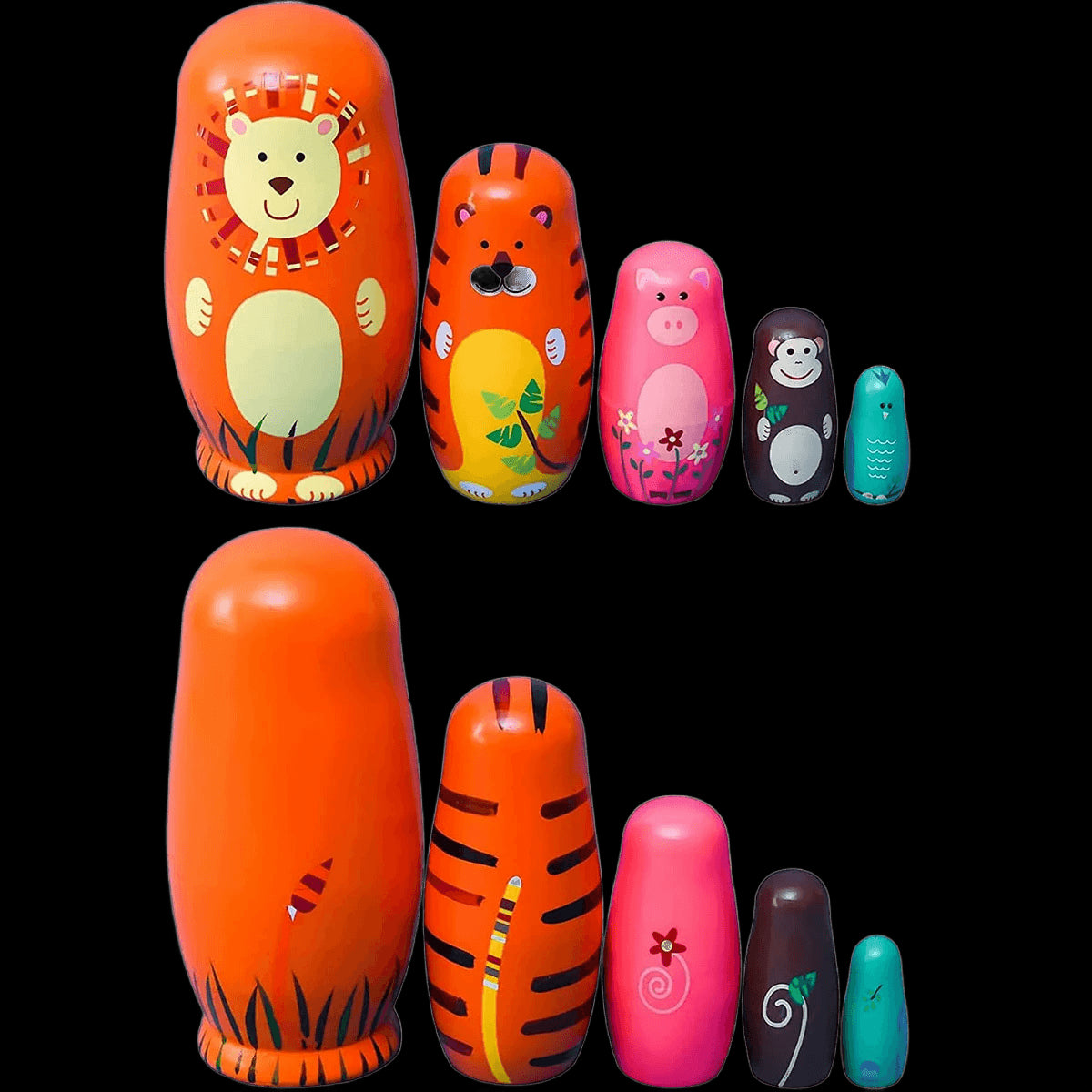 5PCS Matryoshka Dolls Nesting Dolls Cute Wood Russian Montessori Nesting Doll DIY Paint Skill Training Children Christmas Gift view