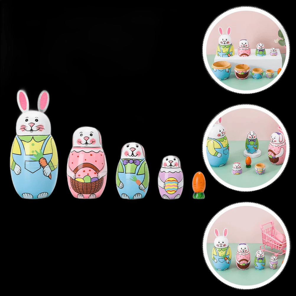 Cartoon Bunny Nesting Child The Gift Russian Matryoshka Dolls Wood Decor Crafts view