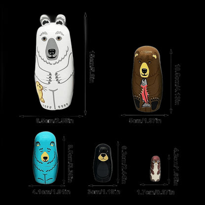 Animal Matryoshka Dolls Wooden Russian Montessori Nesting Dolls DIY Cute Matryoshka Toys Brithday Gift for Kids view