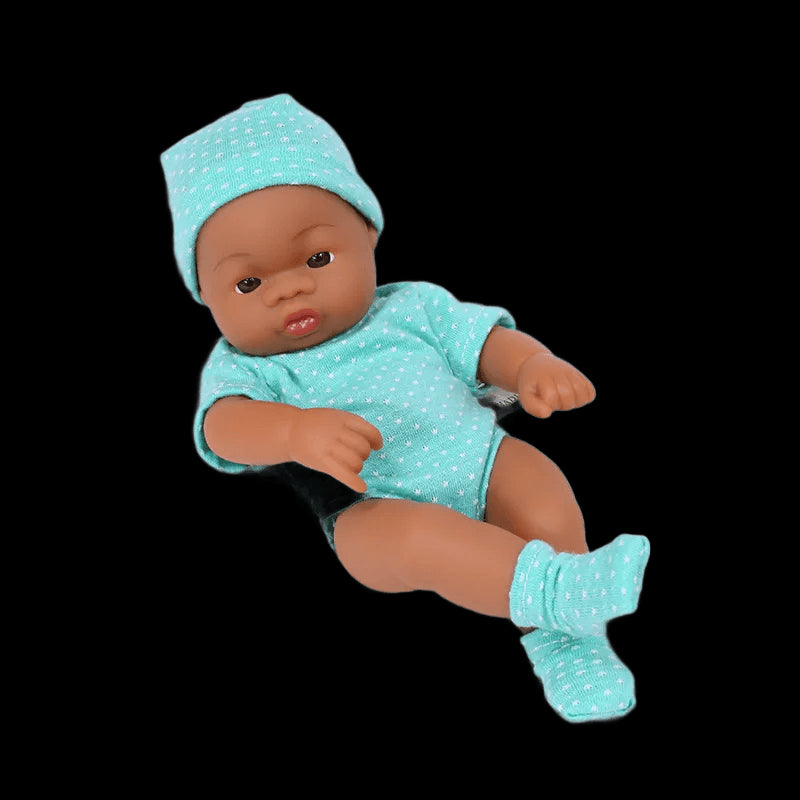 Black Reborn Dolls Silicone Reborn Baby Doll 20cm Dolls Baby Reborn Baby Doll Toys Soft Touch High Quality Doll for Children view