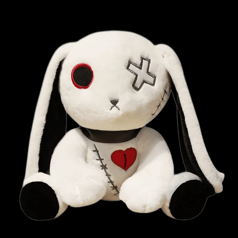 1pc Creepy Goth Bunny Plush Crazy Rabbit Plushie Toys, Spooky Gothic Bunny Stuffed Animal Cute Horror Dreadful Bunny Doll, For H view