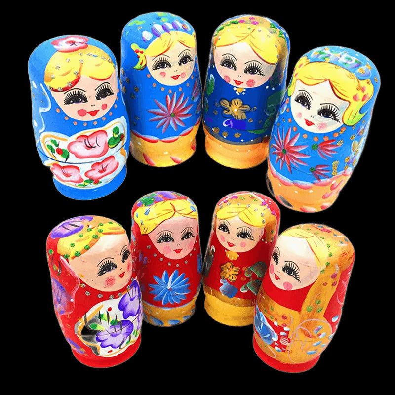 Set Of 5 Pcs Dolls Wooden Russian Nesting Babushka Matryoshka Hand Painted Gift view