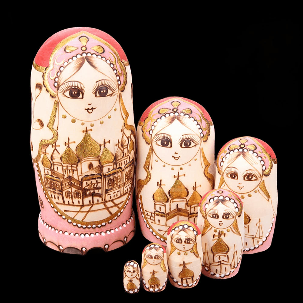 10 Layer Wooden Russian Nesting Dolls Hand-painted Orchid Girls Children Matryoshka Dolls Hand Paint Gift Best Wishes for Kids  view