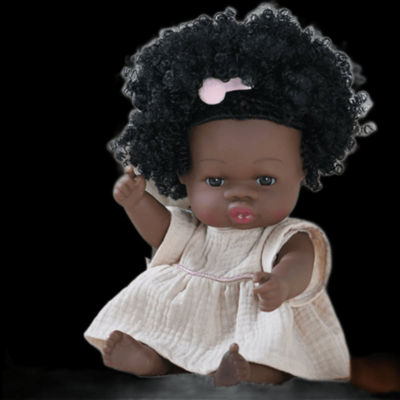 35cm American Reborn Baby Doll Black Soft Vinyl Baby Dolls Lifelike Newborn Baby Doll Girl Gift Doll Toy 14inch Dolls for Girls view