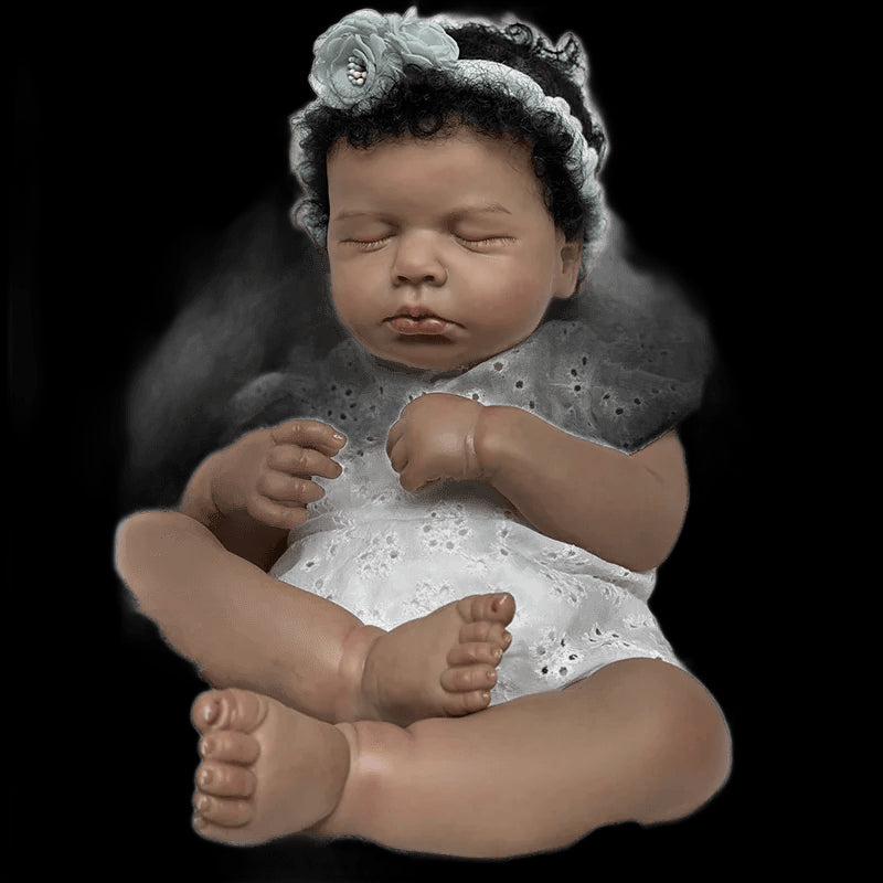 19inch Black Skin Loulou Asleep Reborn Baby Handmade Realistic Bebe Reborn Doll Painted Lifelike Reborn Girls view