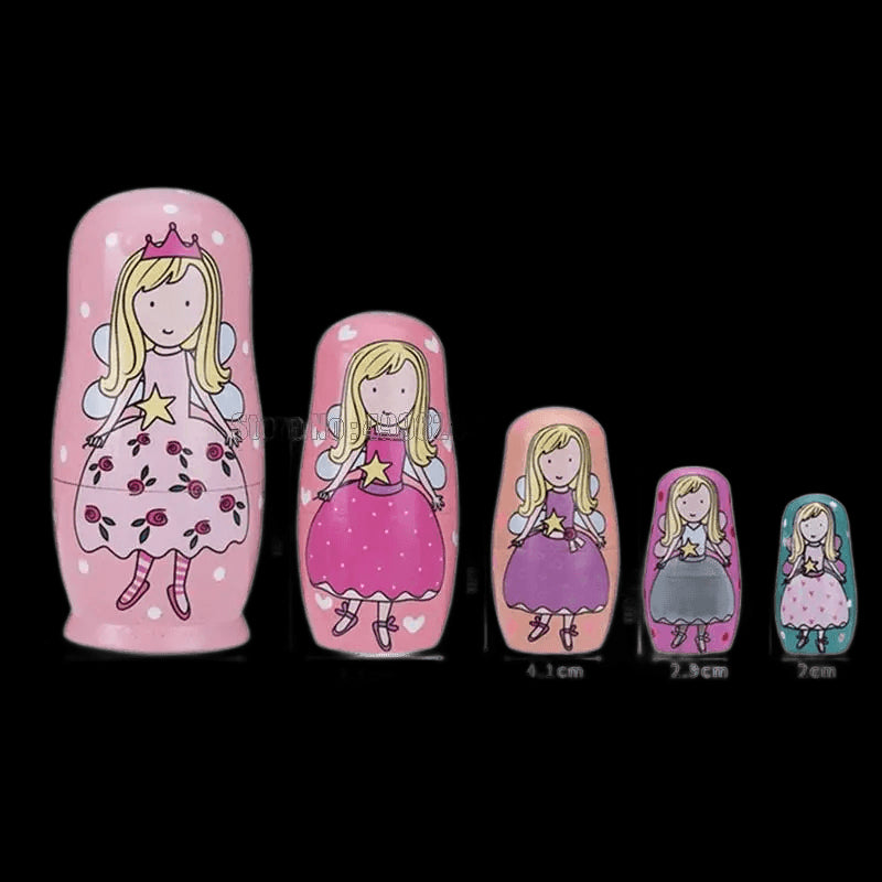 5 Layers Angel Girl Matryoshka Doll Wooden Snowman Russian Nesting Kid Birthday Christmas Day Gift Toy view