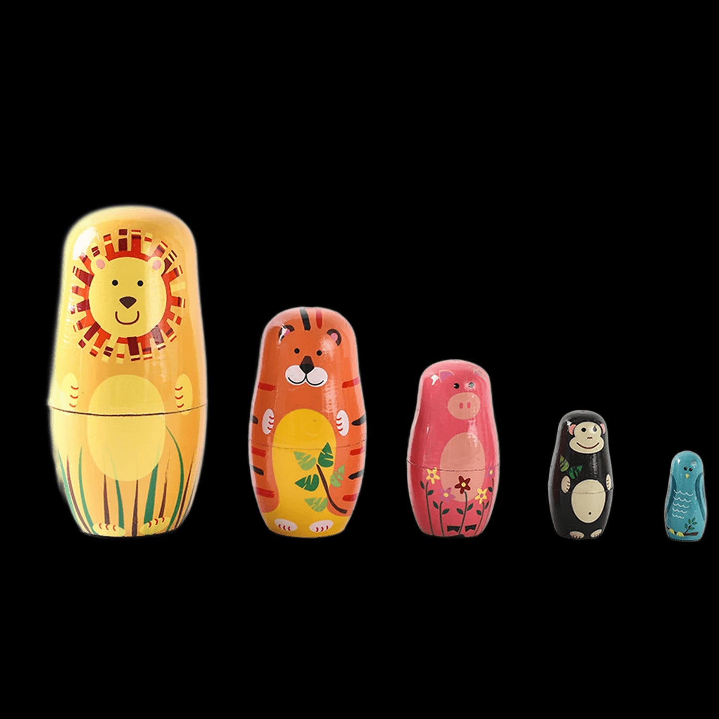 5PCS Matryoshka Dolls Nesting Dolls Cute Wood Russian Montessori Nesting Doll DIY Paint Skill Training Children Christmas Gift view