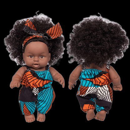 African Black Baby Toy with Curly Hair Christmas Simualtion Cartoon for Doll view