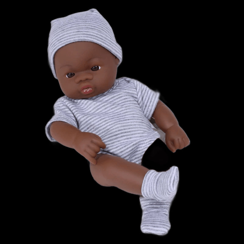 Black American Reborn Dolls Cute Mini 20cm Baby Bebe Doll Toys Full Body Vinyl Soft Girl Doll Reborn Baby Doll Toys Gift view