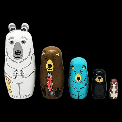 Animal Matryoshka Dolls Wooden Russian Montessori Nesting Dolls DIY Cute Matryoshka Toys Brithday Gift for Kids view