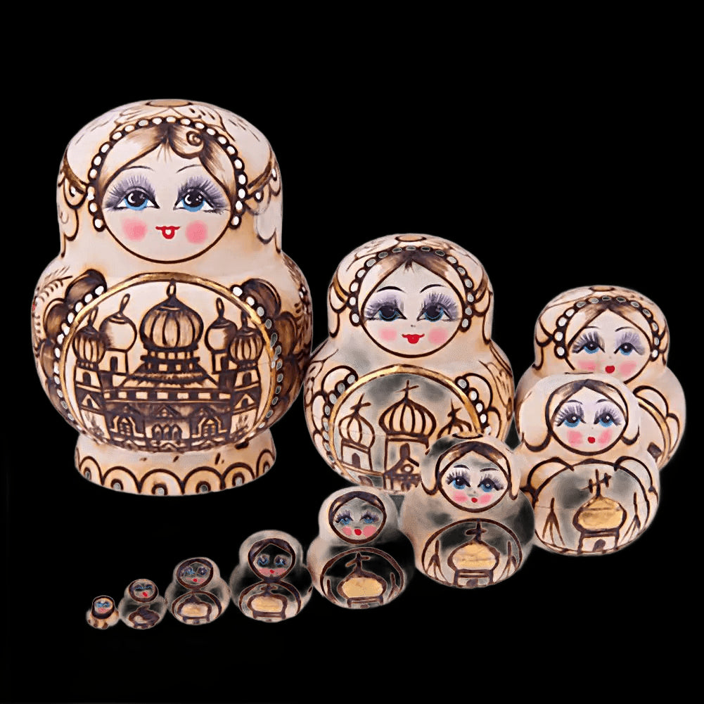 10 Layer Wooden Russian Nesting Dolls Hand-painted Orchid Girls Children Matryoshka Dolls Hand Paint Gift Best Wishes for Kids  view