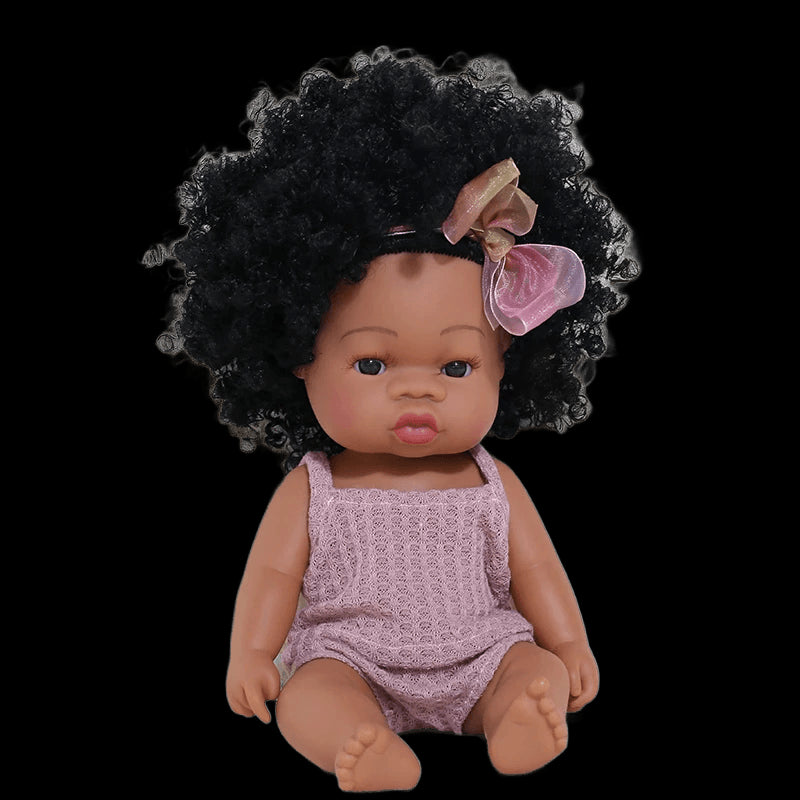 35cm Newborn Reborn African Doll Baby Simulation Soft Vinyl Children Lifelike Toys Christmas Birthday Toys Dolls for Babies view