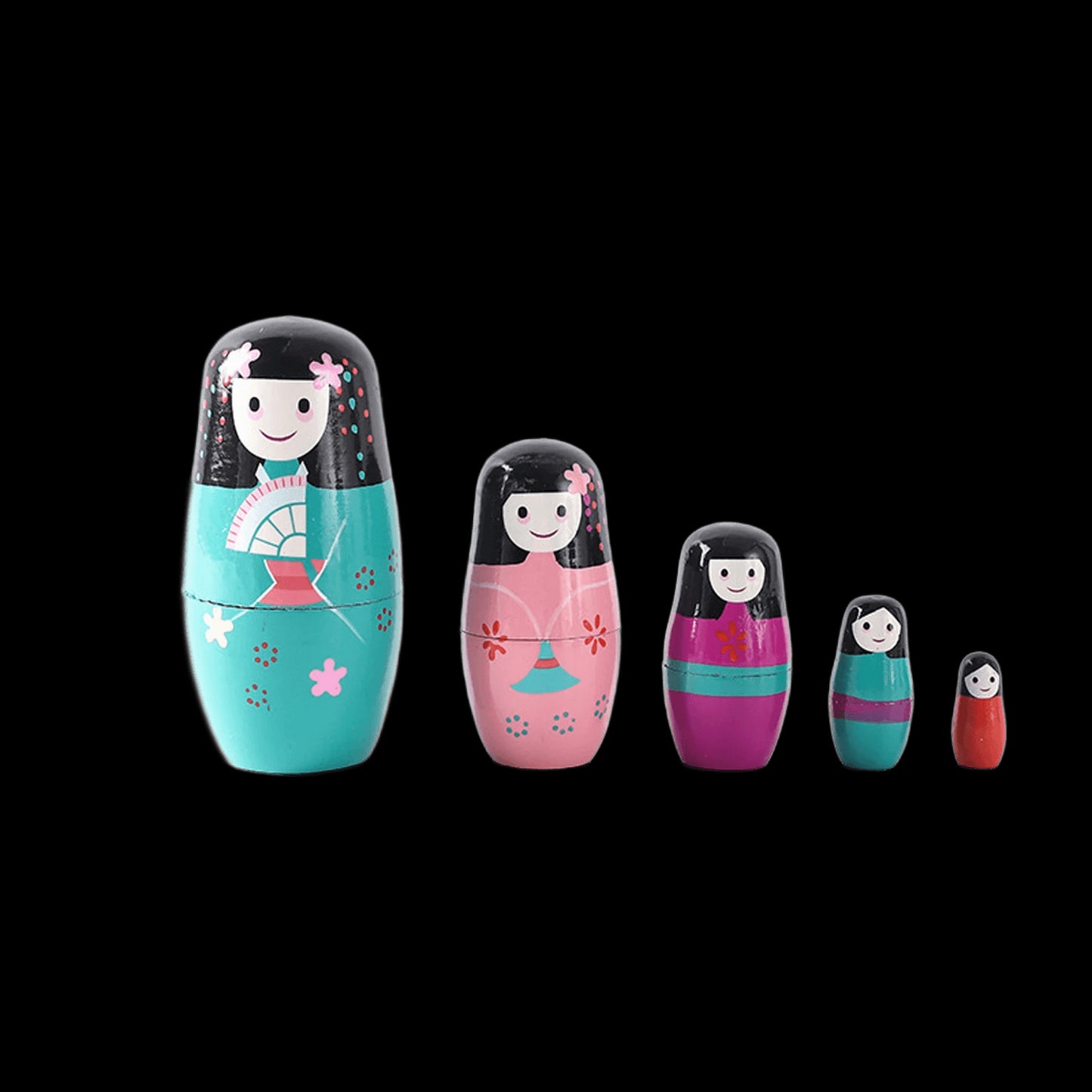 5PCS Matryoshka Dolls Nesting Dolls Cute Wood Russian Montessori Nesting Doll DIY Paint Skill Training Children Christmas Gift view