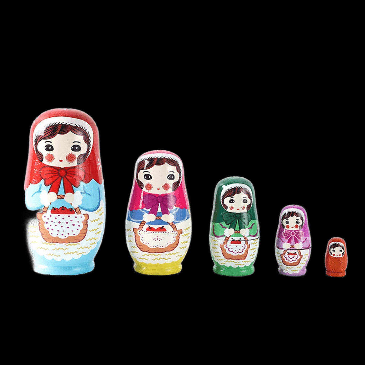 5PCS Matryoshka Dolls Nesting Dolls Cute Wood Russian Montessori Nesting Doll DIY Paint Skill Training Children Christmas Gift view